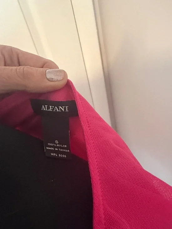 Alfani Hot Pink Layered Sheer Sleeve Top - Picture 3 of 5